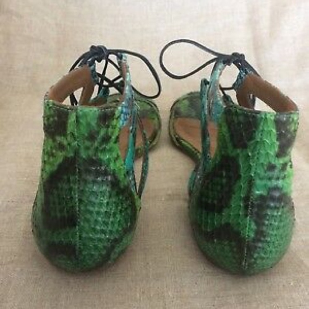 Aquazzura Sandals Caged Snakeskin Caged Green Blue View 6